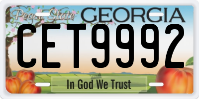 GA license plate CET9992