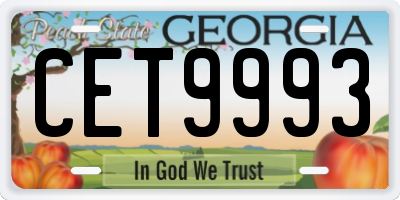 GA license plate CET9993