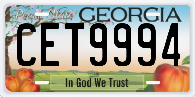 GA license plate CET9994