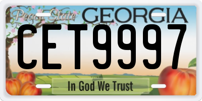 GA license plate CET9997