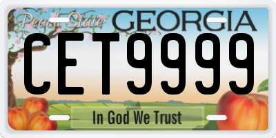 GA license plate CET9999