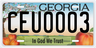 GA license plate CEU0003