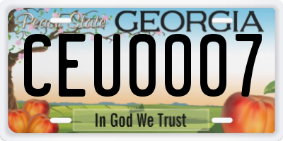 GA license plate CEU0007