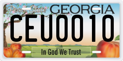 GA license plate CEU0010