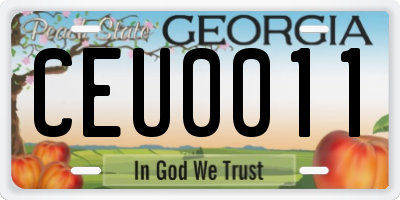 GA license plate CEU0011