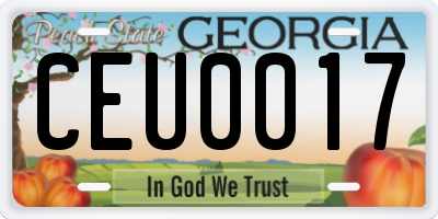GA license plate CEU0017