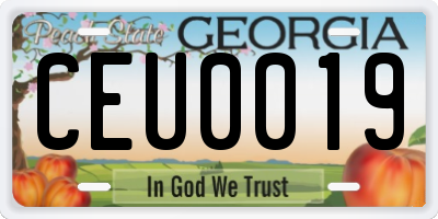 GA license plate CEU0019