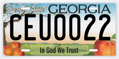 GA license plate CEU0022
