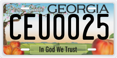 GA license plate CEU0025
