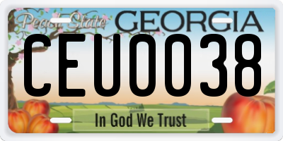 GA license plate CEU0038