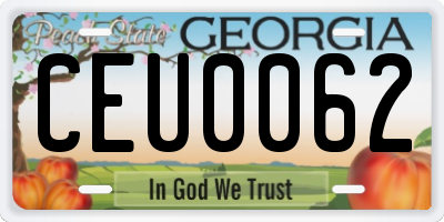 GA license plate CEU0062