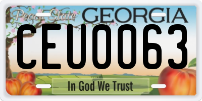 GA license plate CEU0063