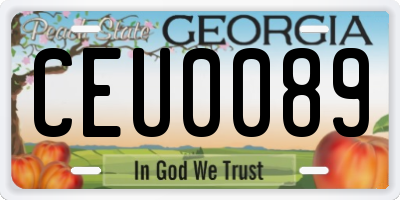 GA license plate CEU0089