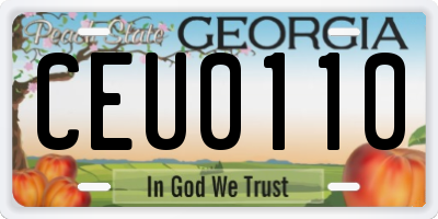 GA license plate CEU0110