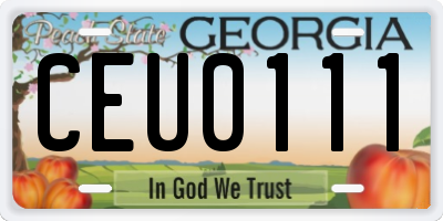 GA license plate CEU0111