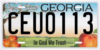 GA license plate CEU0113
