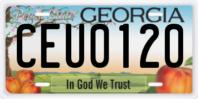 GA license plate CEU0120
