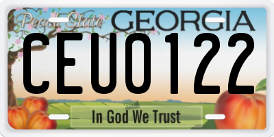 GA license plate CEU0122