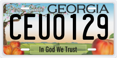 GA license plate CEU0129