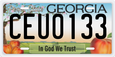 GA license plate CEU0133
