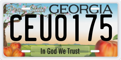 GA license plate CEU0175