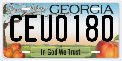 GA license plate CEU0180