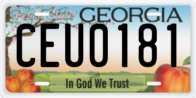 GA license plate CEU0181