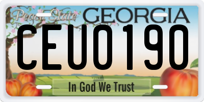 GA license plate CEU0190