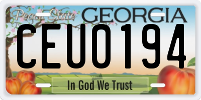 GA license plate CEU0194