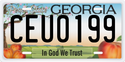 GA license plate CEU0199