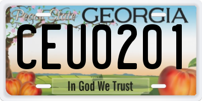 GA license plate CEU0201