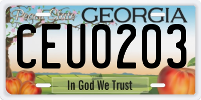 GA license plate CEU0203