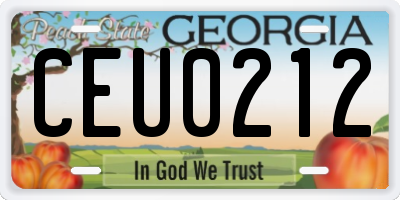 GA license plate CEU0212