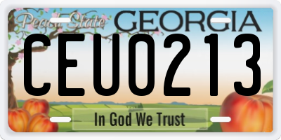 GA license plate CEU0213