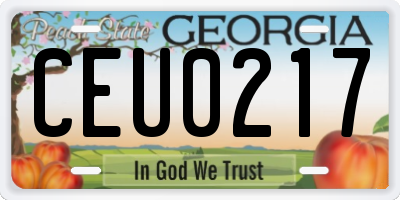 GA license plate CEU0217