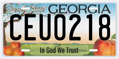 GA license plate CEU0218