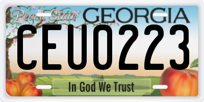 GA license plate CEU0223