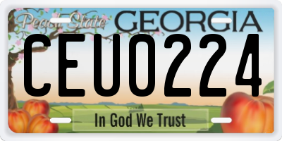 GA license plate CEU0224