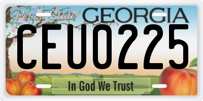 GA license plate CEU0225
