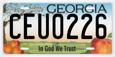 GA license plate CEU0226