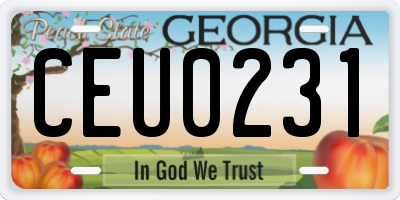GA license plate CEU0231