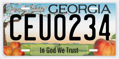 GA license plate CEU0234