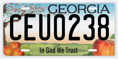GA license plate CEU0238