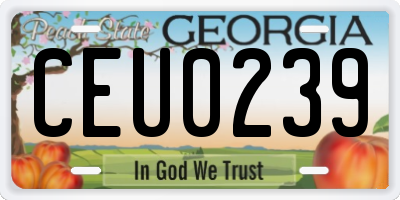 GA license plate CEU0239