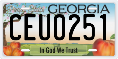 GA license plate CEU0251