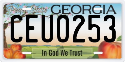 GA license plate CEU0253