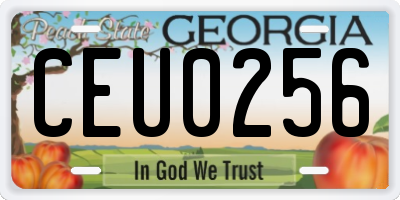 GA license plate CEU0256