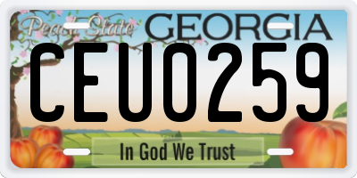 GA license plate CEU0259