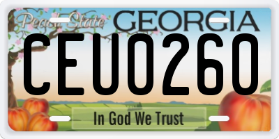 GA license plate CEU0260