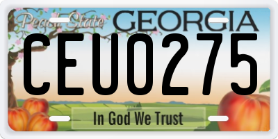 GA license plate CEU0275